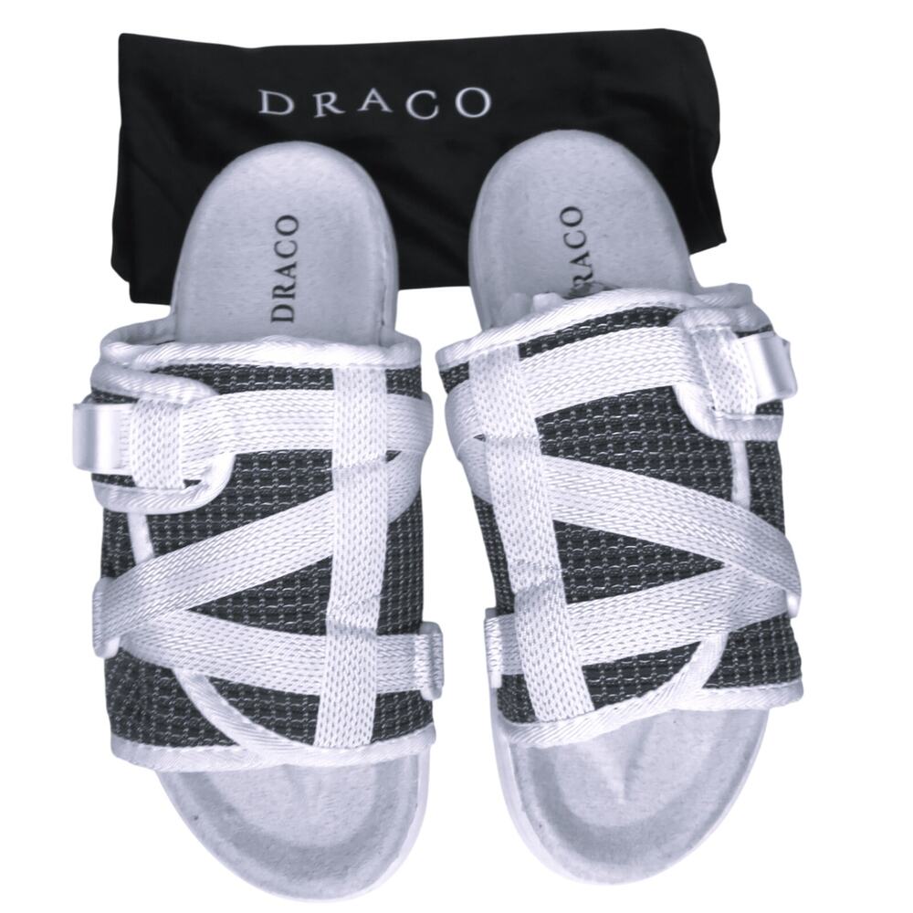 New DRACO Reflective Black/White  Men's Slides Sandals Sz 13-14 w/ Dustbag